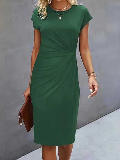 Levoire | Robe À Col Rond Style Intemporel Pour Chaque Occasion Vert foncé