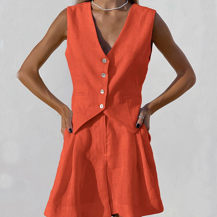 Levoire | Ensemble De Gilet Et Shorts Sur Mesure Orange
