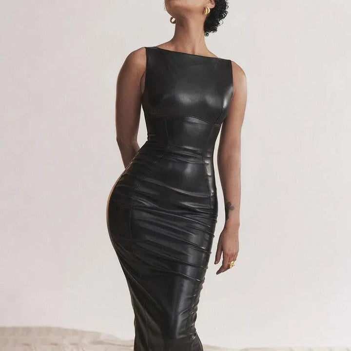 Levoire | Robe pour femmes en cuir PU Noir