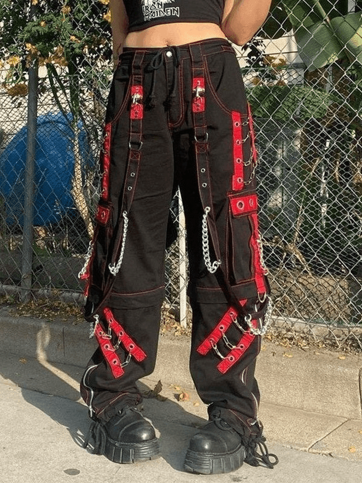 Levoire | Collier Ceintures Décorées Pantalon Droit Noir