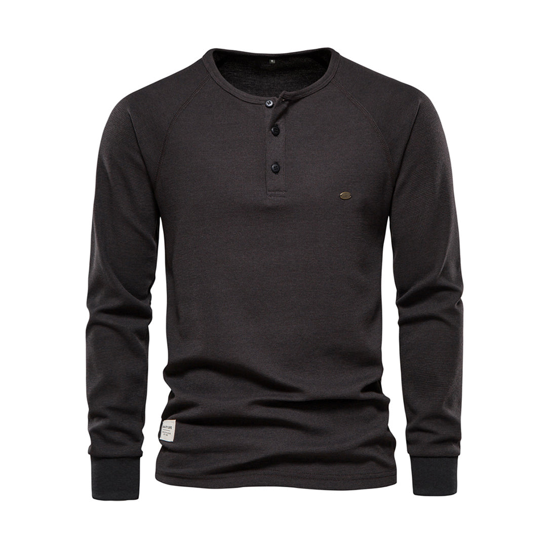 Levoire | Rento Col Rond Chemise À Manches Longues Et Patte De Boutonnage Gris foncé