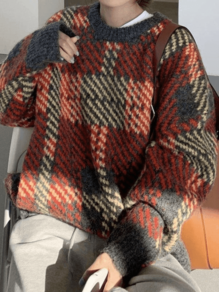 Levoire | Sweat-Shirt En Tricot À Carreaux Rot Taille unique