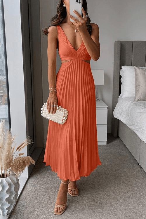 Levoire | Robe avec col plissé Robe de soirée pour femmes Orange