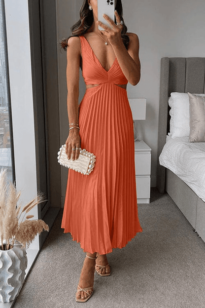 Levoire | Robe avec col plissé Robe de soirée pour femmes Orange