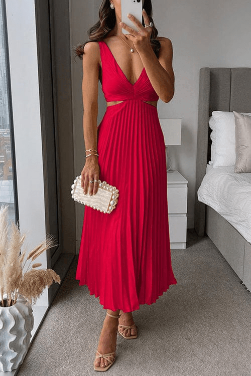 Levoire | Robe avec col plissé Robe de soirée pour femmes Rot