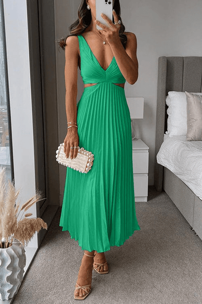 Levoire | Robe avec col plissé Robe de soirée pour femmes Vert