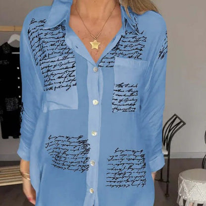 Levoire | Blouse Légère À Imprimé Avec Manches Longues Pour Femmes Bleu