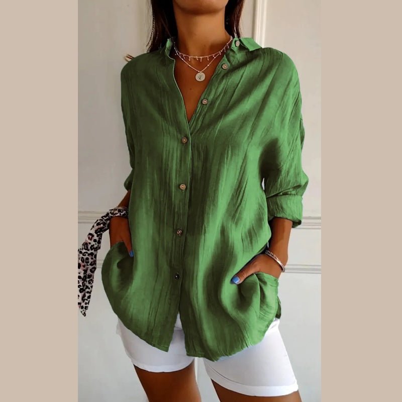 Levoire | Chemise À Manches Longues Weinlese En Soie Glacée Pour Femmes Vert
