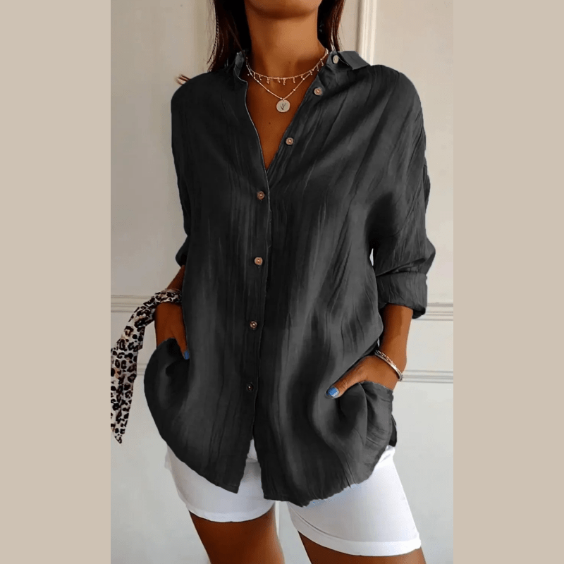 Levoire | Chemise À Manches Longues Weinlese En Soie Glacée Pour Femmes Noir