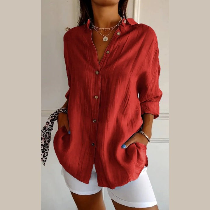 Levoire | Chemise À Manches Longues Weinlese En Soie Glacée Pour Femmes Rot