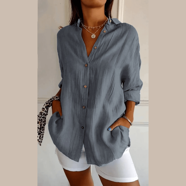 Levoire | Chemise À Manches Longues Weinlese En Soie Glacée Pour Femmes Gris