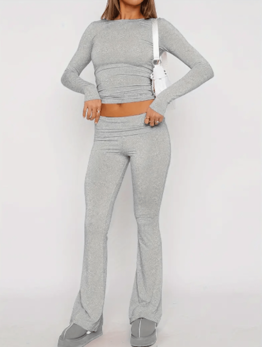 Levoire | Robe Longue Chiffon Femme Décolleté V Élégante Gris