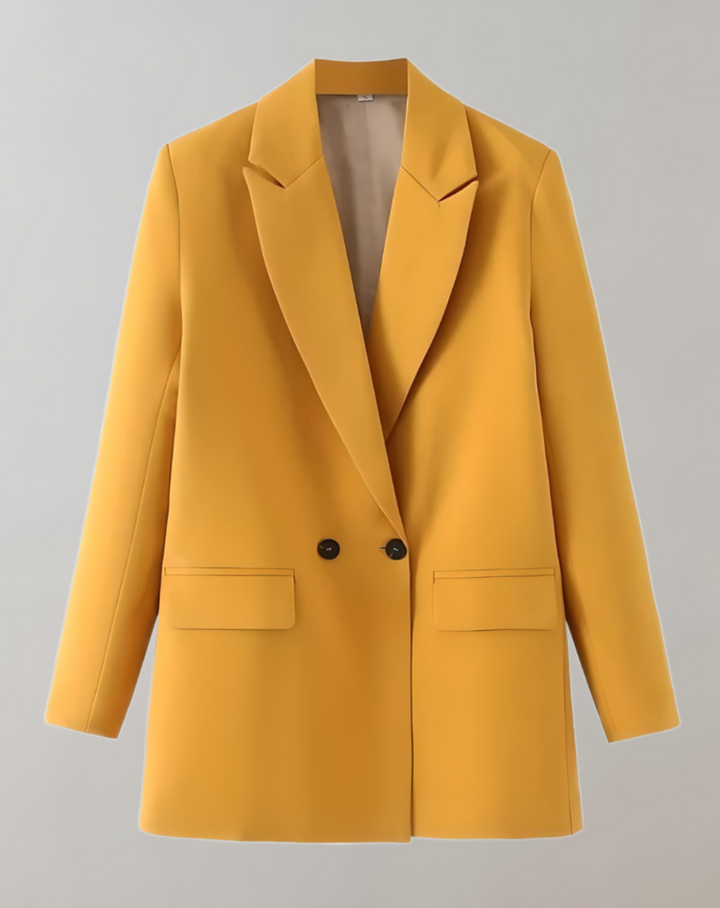 Levoire | Veste De Col Formel Unie Grande Taille Confortable Moutarde