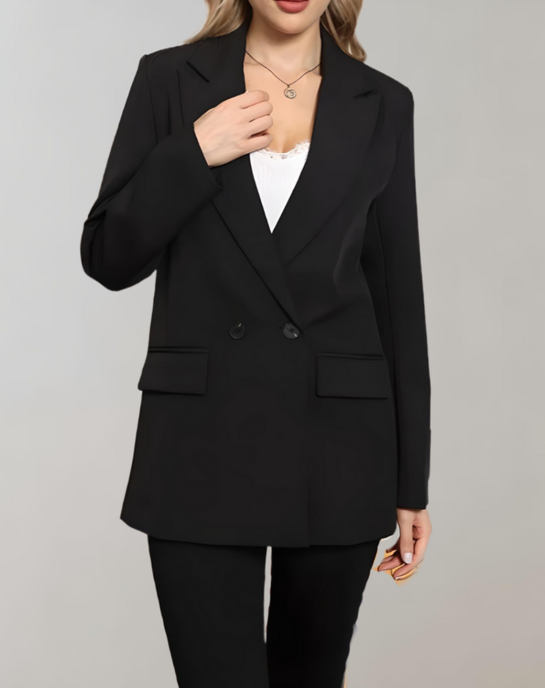 Levoire | Veste De Col Formel Unie Grande Taille Confortable Noir