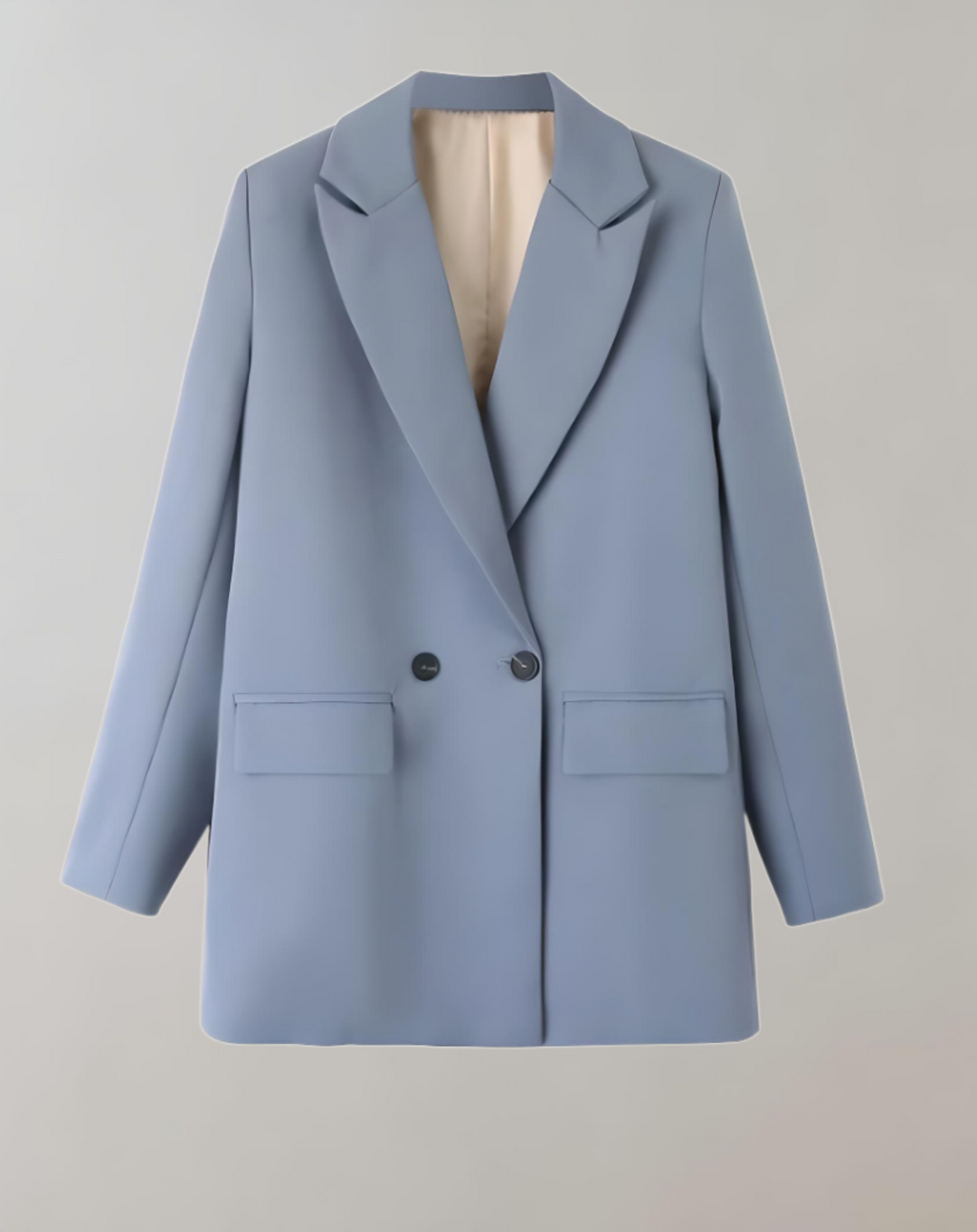 Levoire | Veste De Col Formel Unie Grande Taille Confortable Bleu-Gris