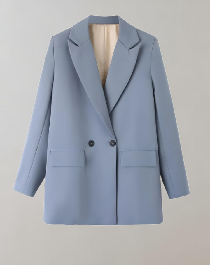 Levoire | Veste De Col Formel Unie Grande Taille Confortable Bleu-Gris