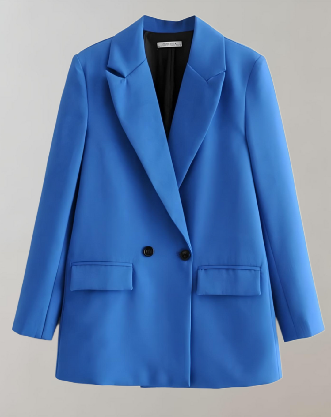 Levoire | Veste De Col Formel Unie Grande Taille Confortable Bleu