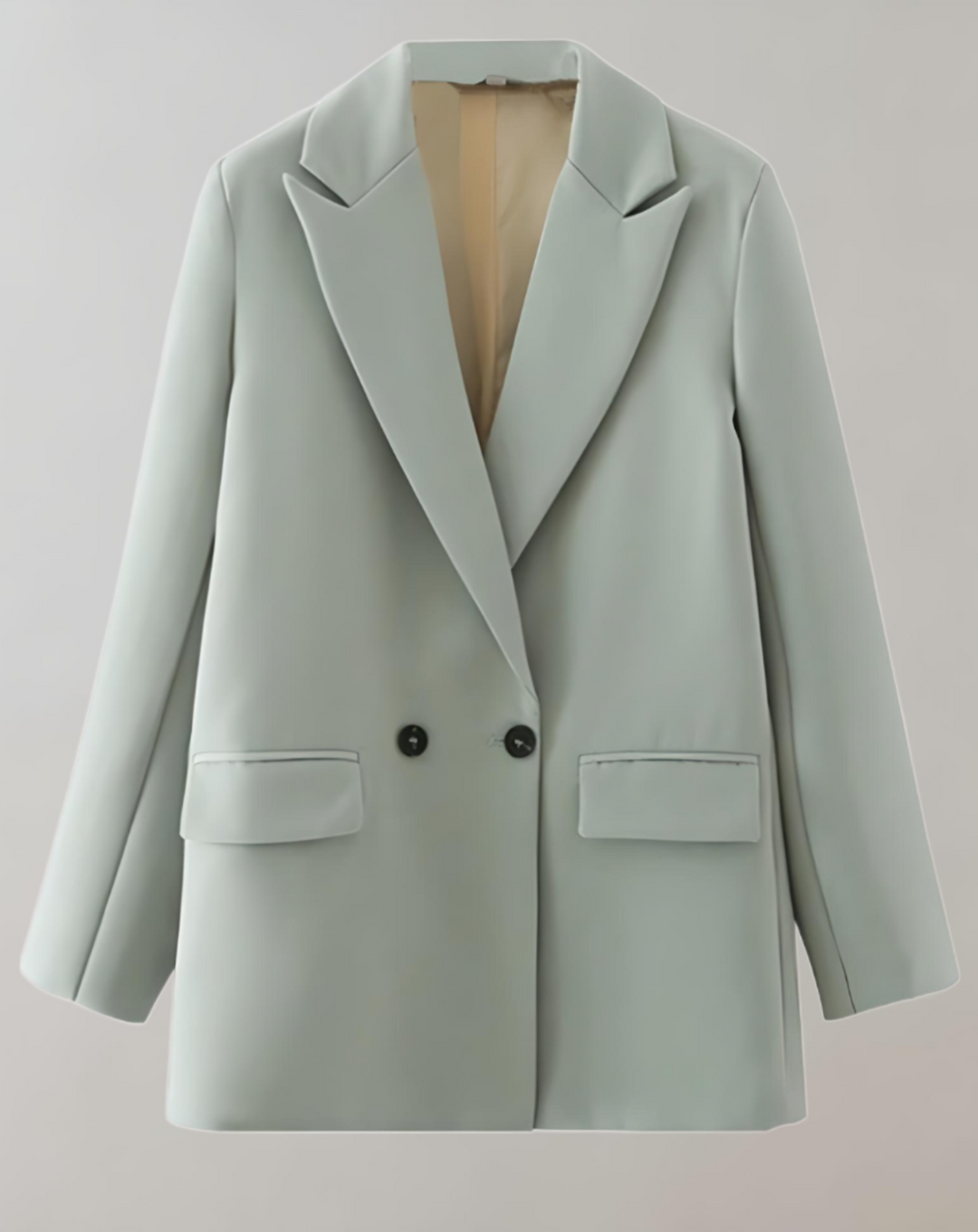 Levoire | Veste De Col Formel Unie Grande Taille Confortable Vert-Gris