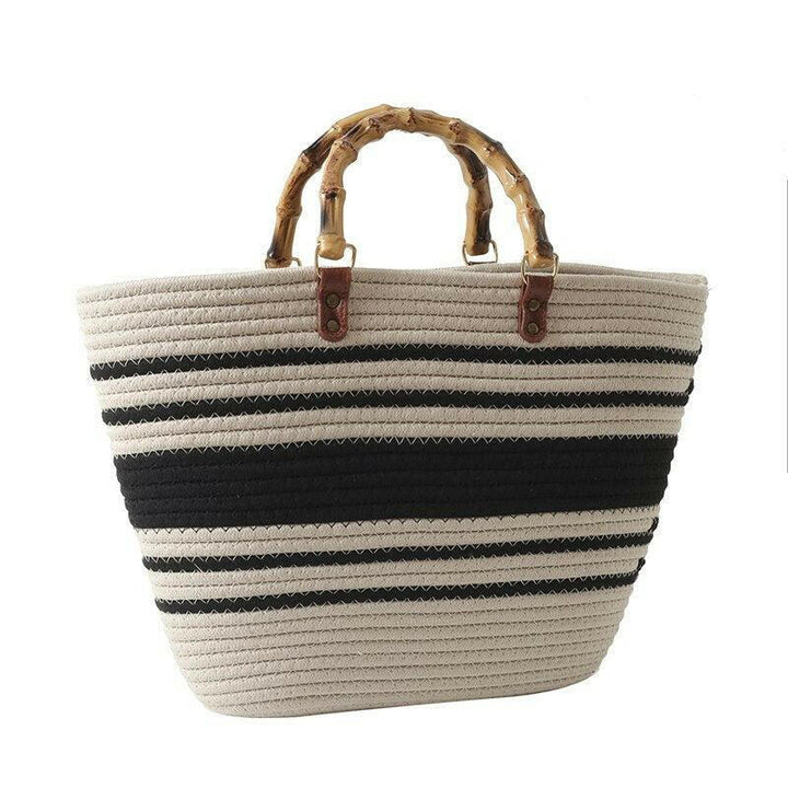 Levoire | Chic Bohemian Style Gadot Sac Seau Pour La Mode Quotidienne Noir et blanc 43x28x9cm