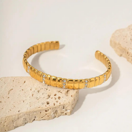 Levoire | Élégant Or & Pierre Bracelet Manchette