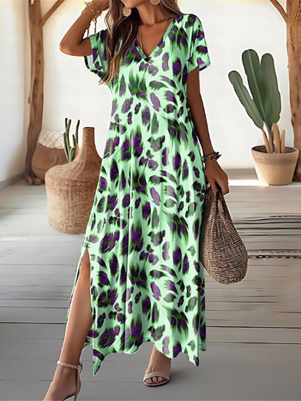 Levoire | Imprimé De Feuilles Maxi Robe Avec Fente Vert