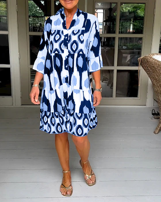 Levoire | Pli Robe Avec Motif De Taches Bleu