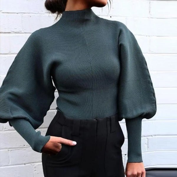 Levoire | Pull Avec Manches Bouffantes Pour Femmes Vert foncé