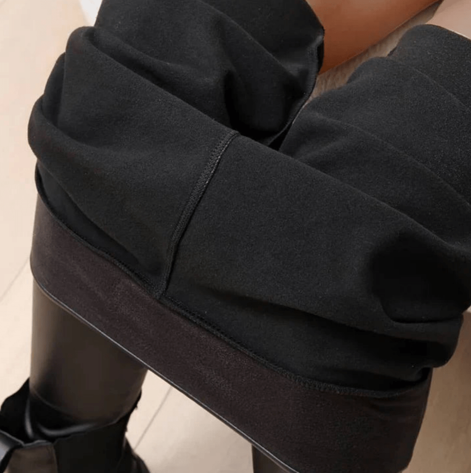 Levoire | Leggings noires pour femmes Taille haute Legging thermique en cuir synthétique
