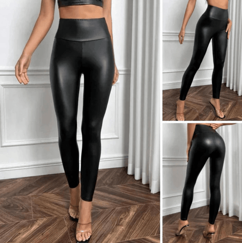 Levoire | Leggings noires pour femmes Taille haute Legging thermique en cuir synthétique