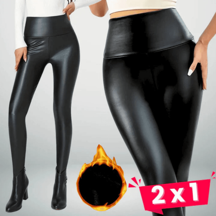 Levoire | Leggings noires pour femmes Taille haute Legging thermique en cuir synthétique