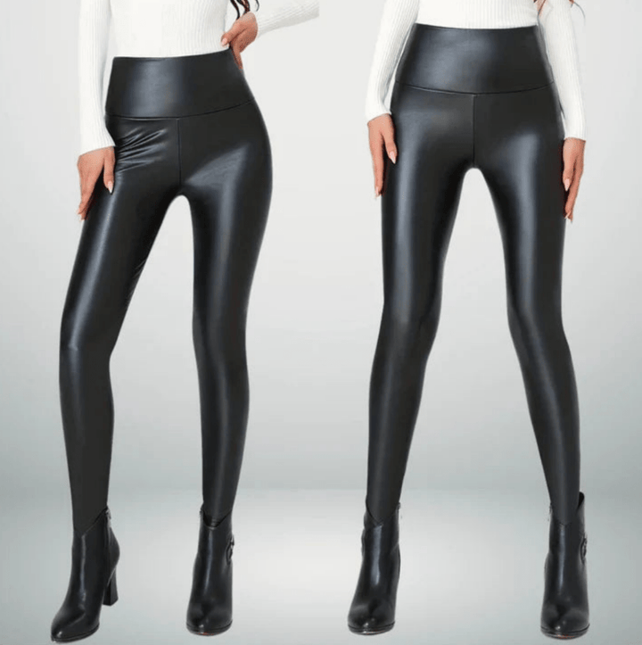 Levoire | Leggings noires pour femmes Taille haute Legging thermique en cuir synthétique