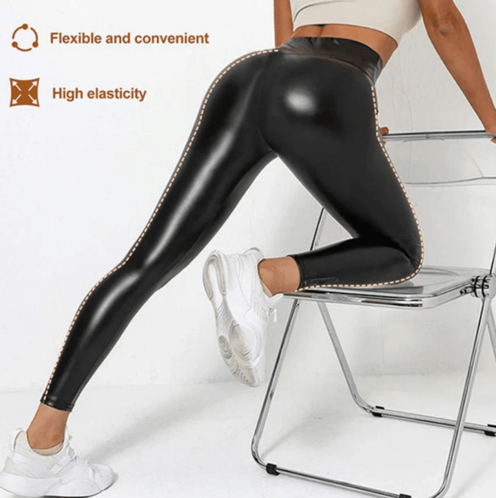 Levoire | Leggings noires pour femmes Taille haute Legging thermique en cuir synthétique