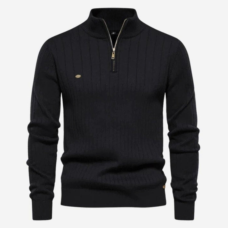 Levoire | Pull homme Pull avec fermeture éclair et col Affaires Décontracté Pull homme Noir