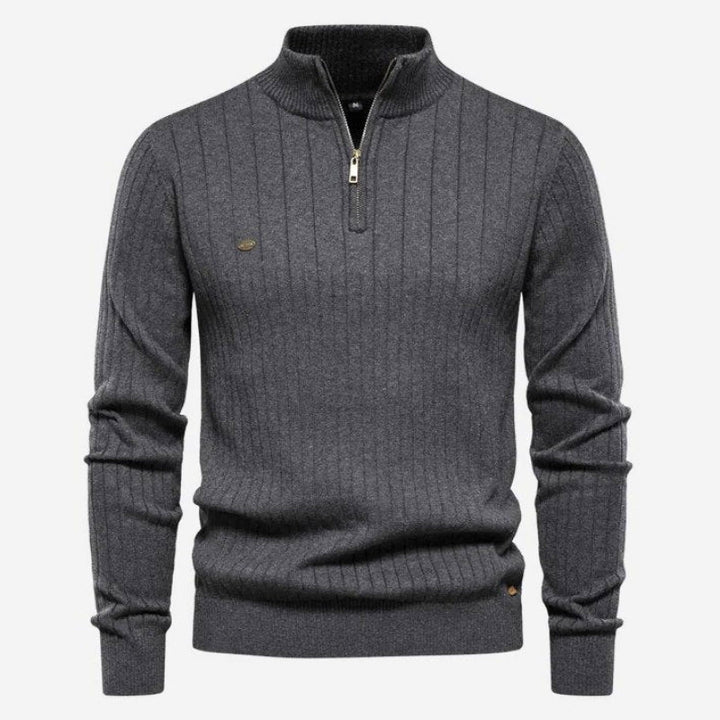Levoire | Pull homme Pull avec fermeture éclair et col Affaires Décontracté Pull homme Gris foncé