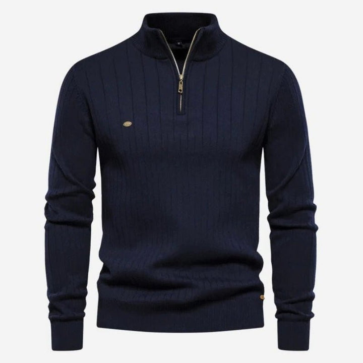 Levoire | Pull homme Pull avec fermeture éclair et col Affaires Décontracté Pull homme Bleu foncé