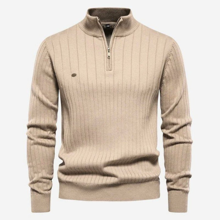 Levoire | Pull homme Pull avec fermeture éclair et col Affaires Décontracté Pull homme Braun