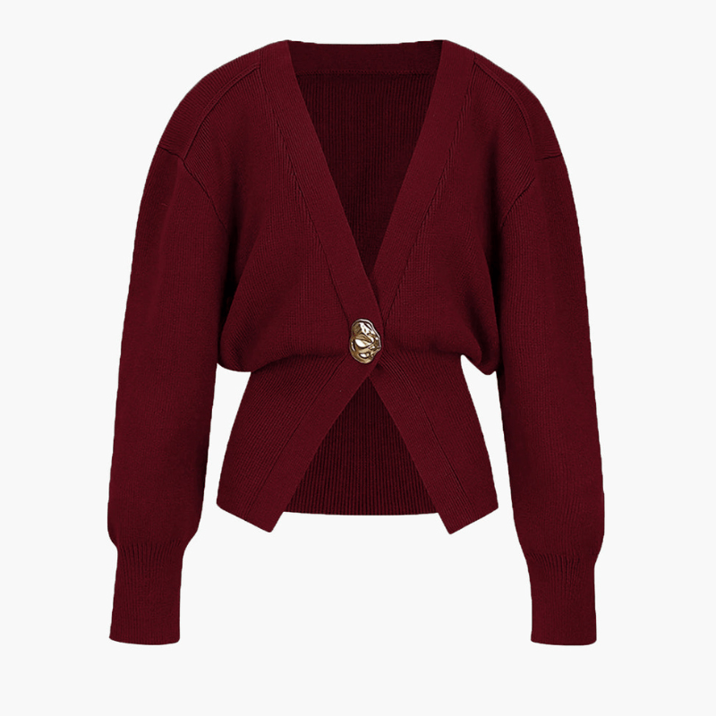 Levoire | Pull V boutons dorés femme Bourgogne