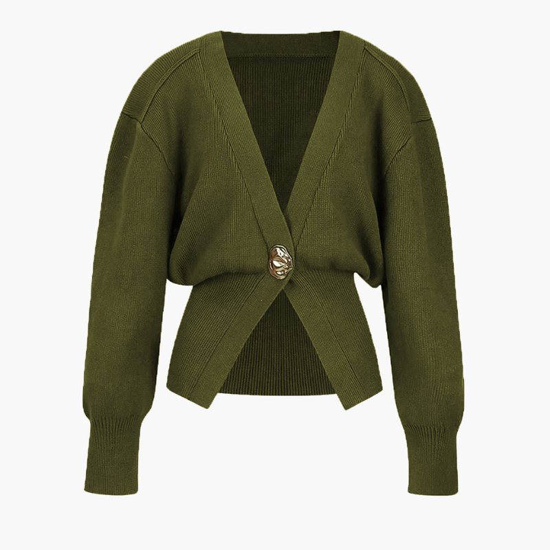 Levoire | Pull V boutons dorés femme Vert olive