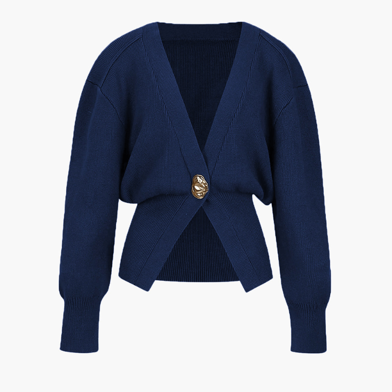 Levoire | Pull V boutons dorés femme Bleu royal