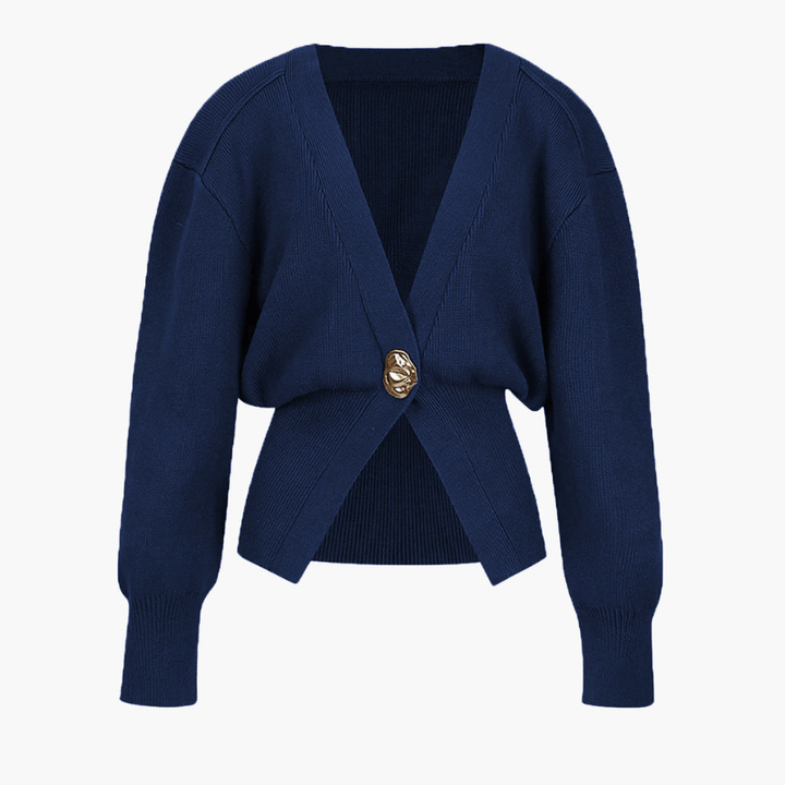 Levoire | Pull V boutons dorés femme Bleu royal