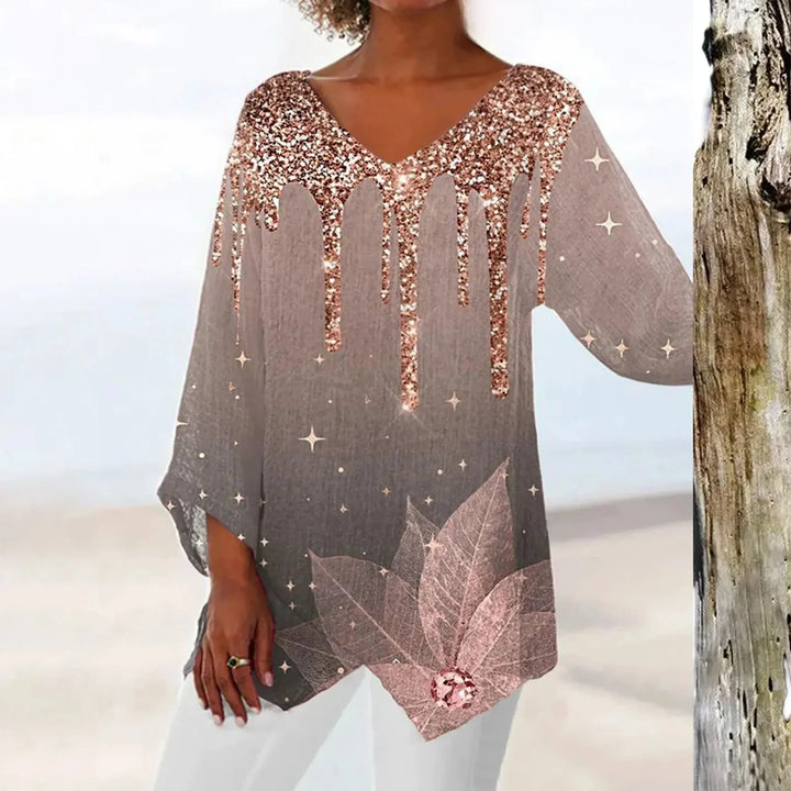 Levoire | Élégant Haut Pour Femme Vintage Avec Décolleté En V Chic, Confortable & Polyvalent Gris