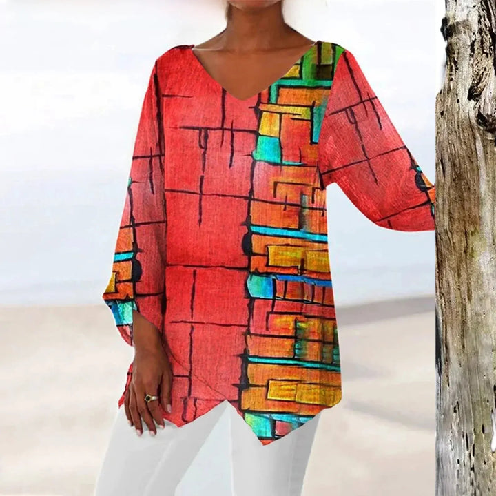 Levoire | Élégant Haut Pour Femme Vintage Avec Décolleté En V Chic, Confortable & Polyvalent Rot