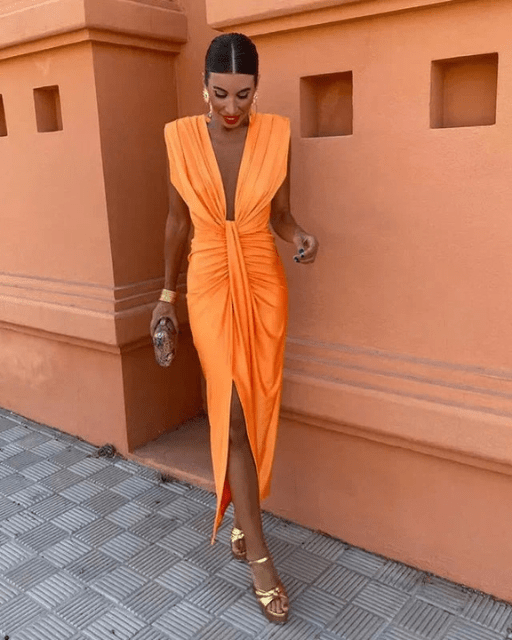 Levoire | Robe de fête avec décolleté profond robe femme Orange