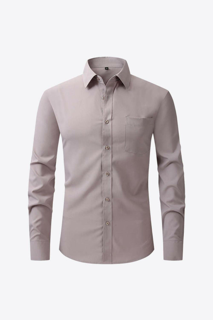 Levoire | Chemise Classique À Manches Longues Avec Col Et Poche Moka