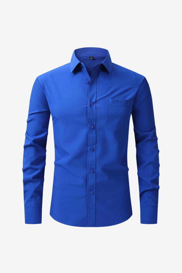 Levoire | Chemise Classique À Manches Longues Avec Col Et Poche bleu roi