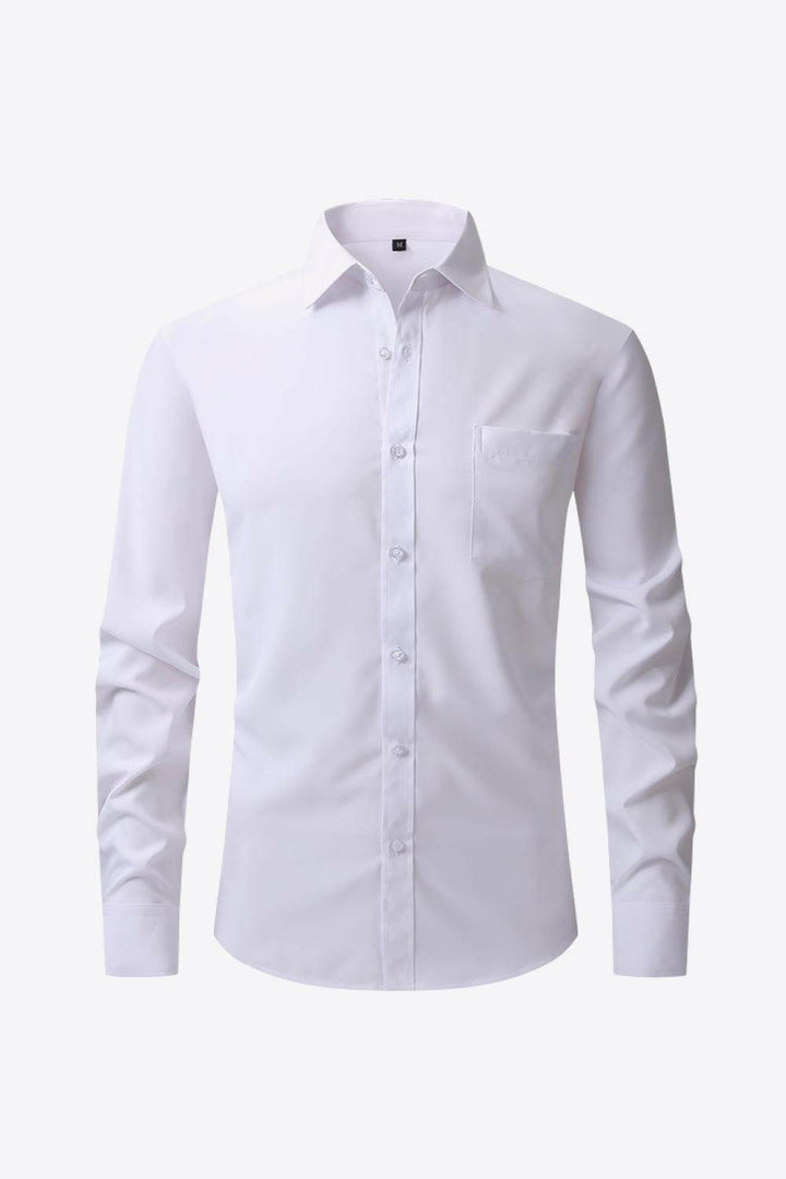 Levoire | Chemise Classique À Manches Longues Avec Col Et Poche Blanc
