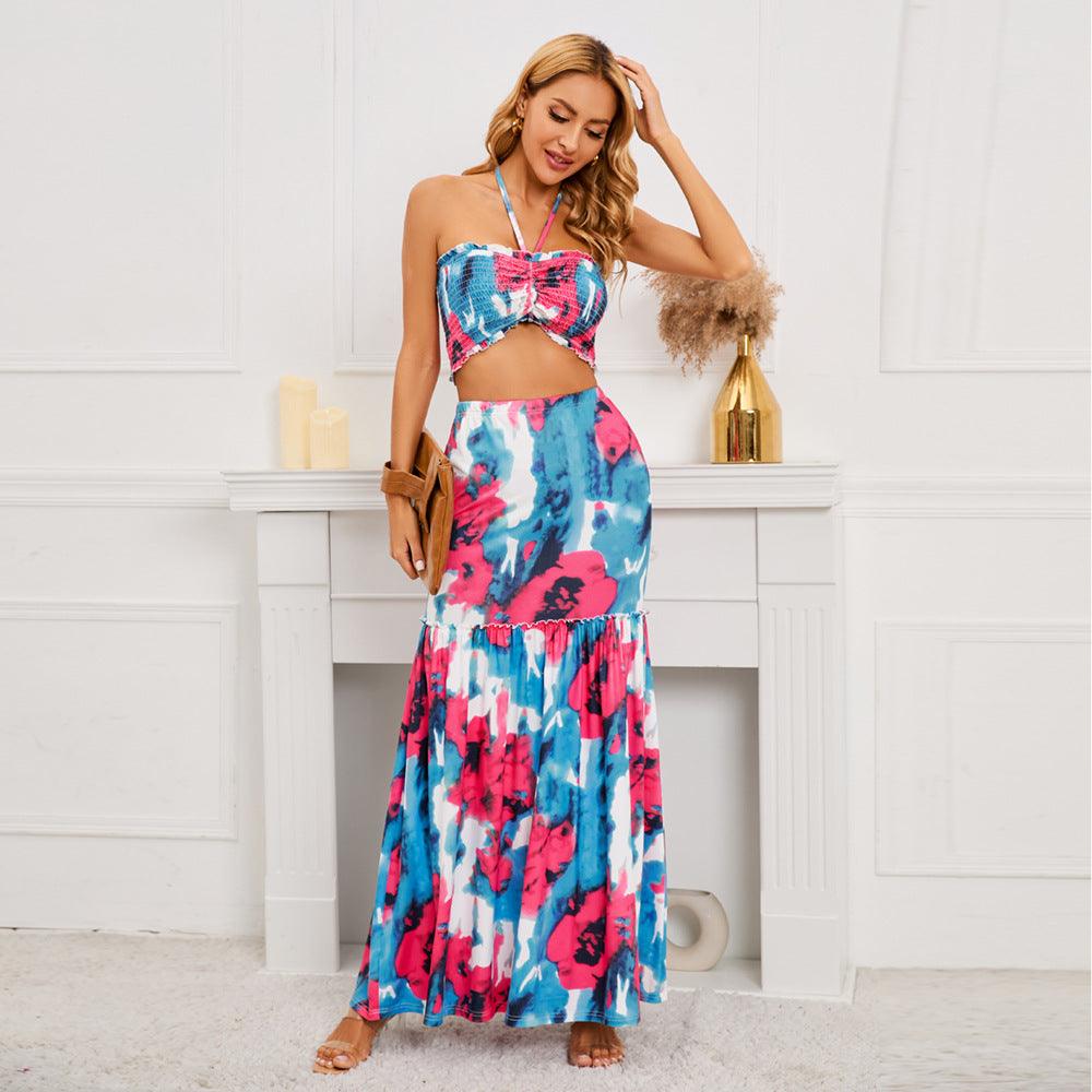 Levoire | Co Ord Femmes Ensemble Deux Pièces Avec Imprimé Bleu Rose S