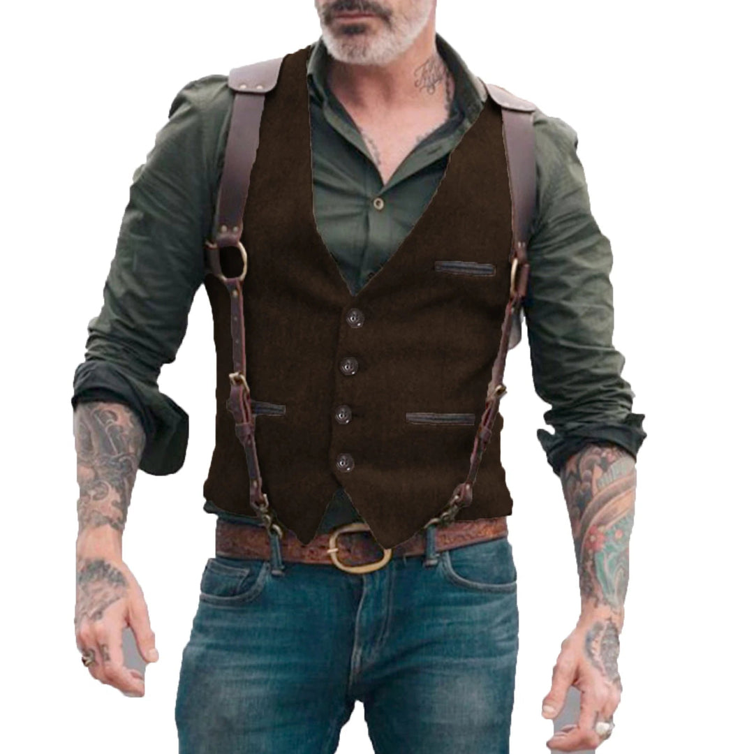 Levoire | Gilet pour hommes motif hallowristi Café