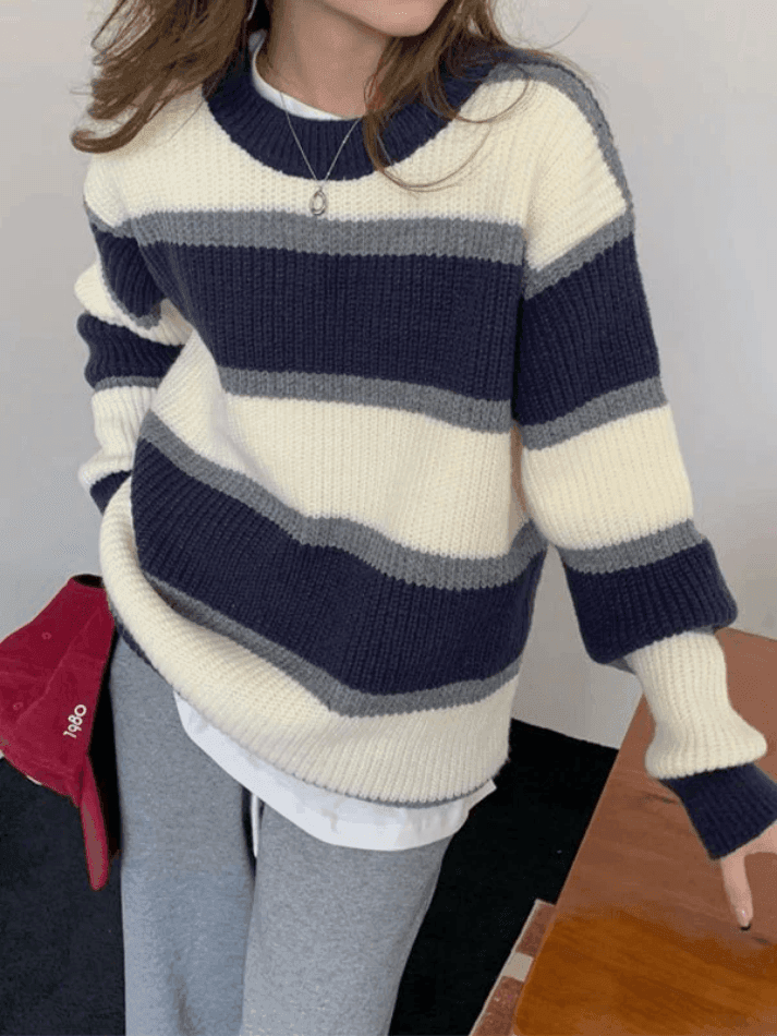 Levoire | Pull En Tricot Rayé À Blocs De Couleurs