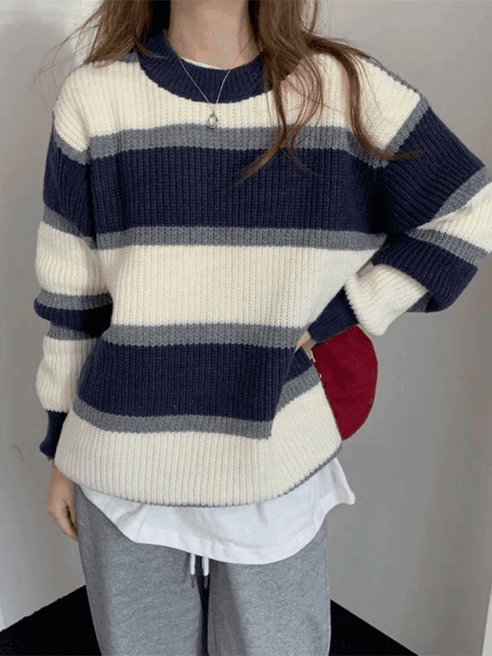 Levoire | Pull En Tricot Rayé À Blocs De Couleurs